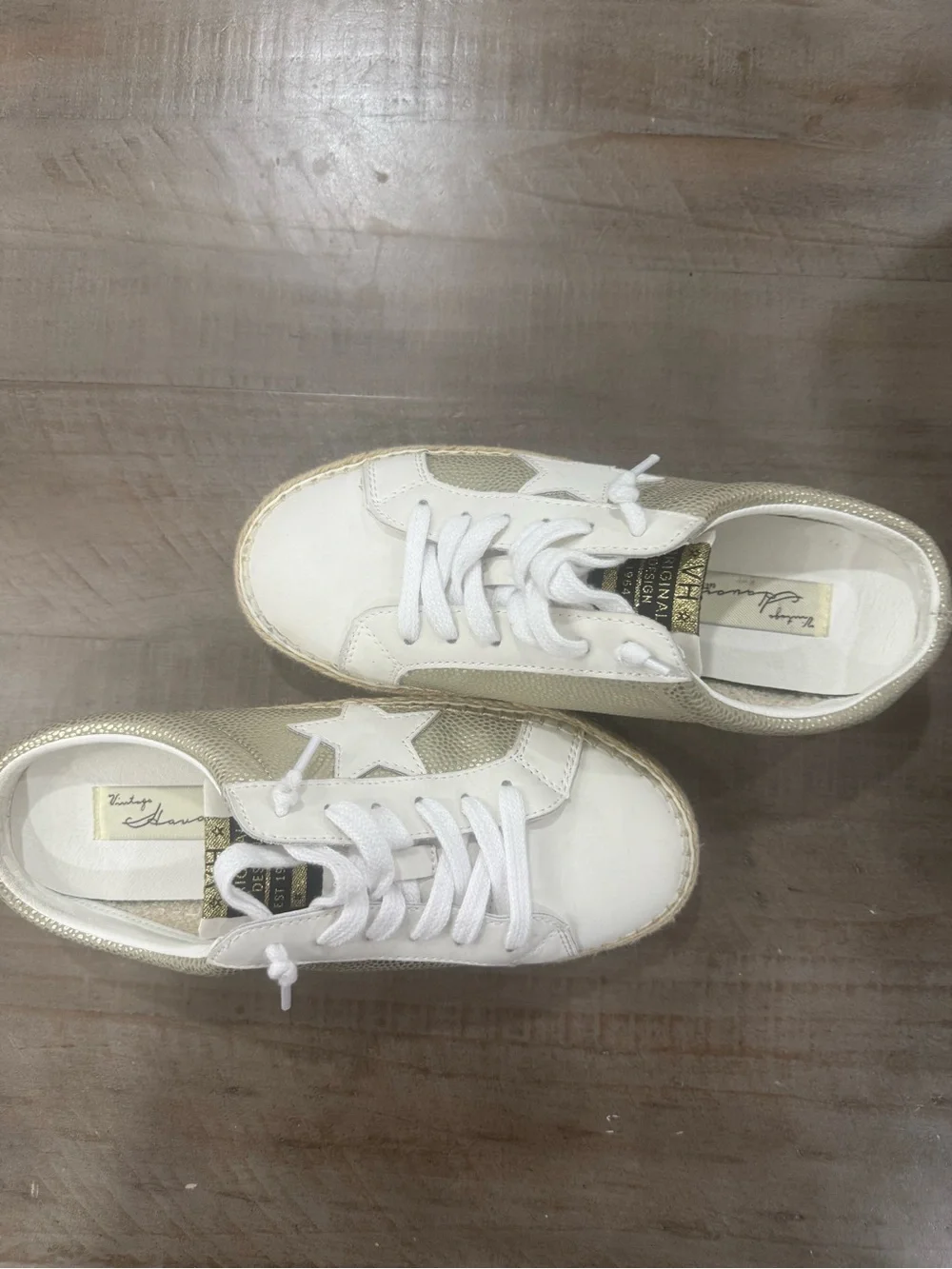 Vintage Havana White and Gold Star Espadrille Sneakers